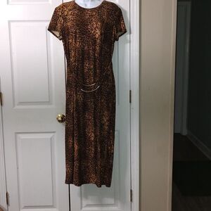 Amanda Lane vintage animal print leopard sexy night out dress Sz 14